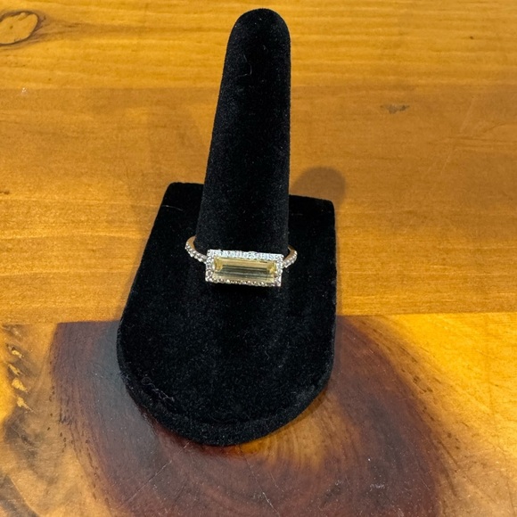 Sterling silver gold plated citrine and diamond ring size 8 - Picture 7 of 10
